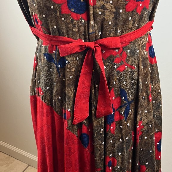 Red/Brown/Blue Embellished Dress - Picture 9 of 11